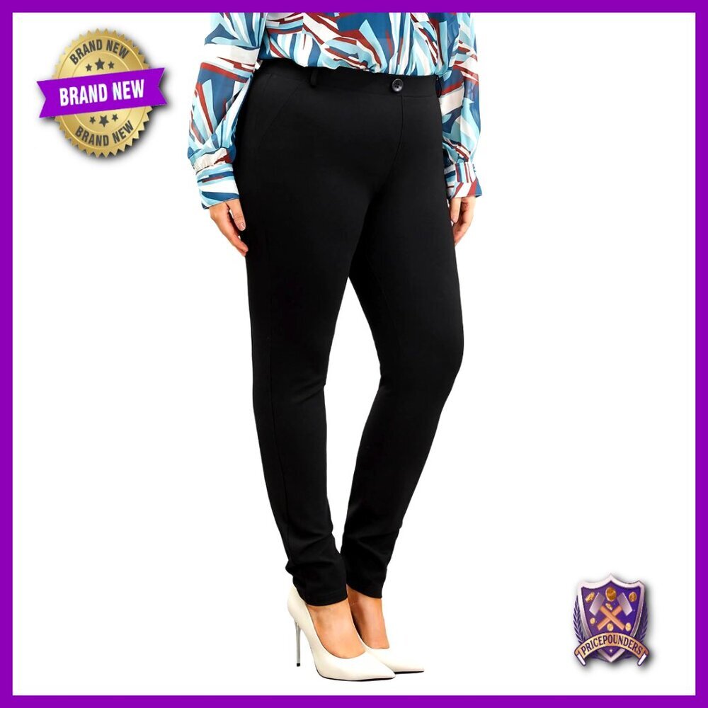 Plus Size High Waisted Skinny Leg Dress Pants Business Casual Office Slacks